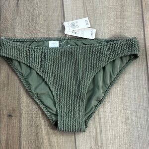 Aerie Textured Bikini Bottom in Olive Green